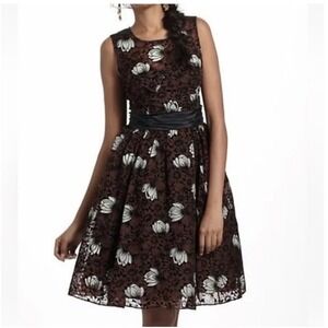 Frock by Tracy Reese Womens Brown Floral Fit and Flare Dress Sleeveless Size 4